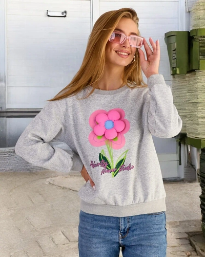 Royalfashion Women's Thin Print Sweatshirt
