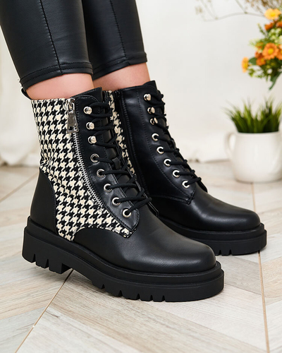 Royalfashion Cizme negre de damă cu inserție de pepite Zatafel