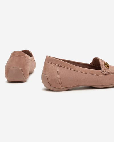 OUTLET Mocasini de dama roz inchis pe pană joasă acoperită Lemira - Pantofi