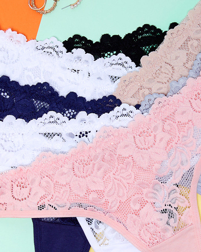 Un set de chiloți tanga de damă din bumbac cu dantelă 7 / pachet - Lenjerie intimă