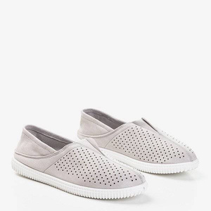 Jasnoszare ażurowe damskie slip on Nella - Obuwie