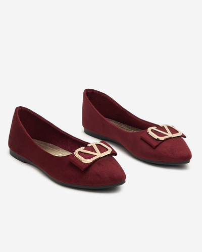 Balerini de dama bordeaux cu ornament pe varf Cavo - Incaltaminte