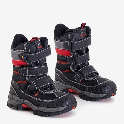 Cizme negre de zăpadă pentru băieți cu elemente de fixare Velcro Fenir - Încălțăminte
