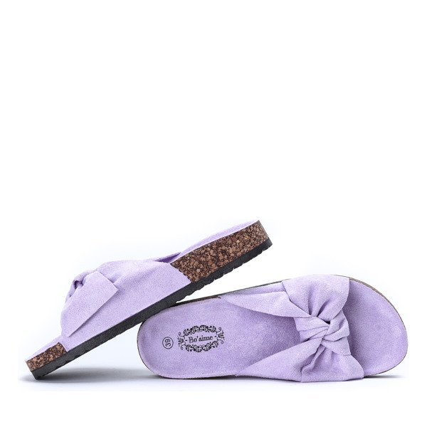 Fioletowe klapki z kokardką Yinny - Obuwie