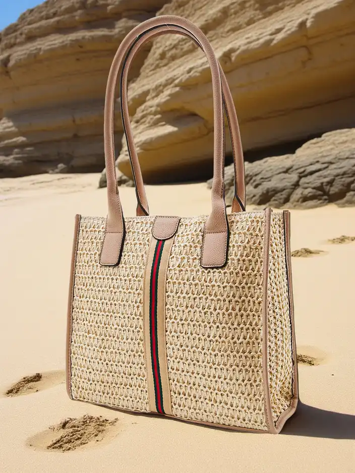 Royalfashion Geantă de vară pentru femei din paie mare