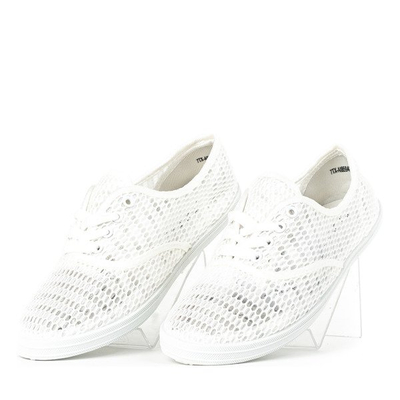 Adidași albi cu finisaj ajurat Carlana - Încălțăminte