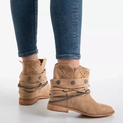 OUTLET Cizme maro deschis a'la cizme de cowboy pe o pană de interior Salemi - pantofi