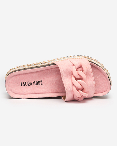 OUTLET Papuci de dama roz cu talpa decorata Hillam - Incaltaminte