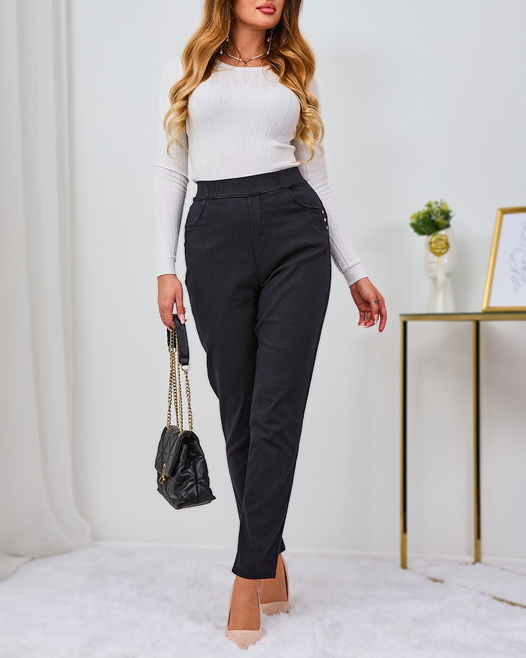 Royalfashion Negru colanți pentru femei PLUS SIZE