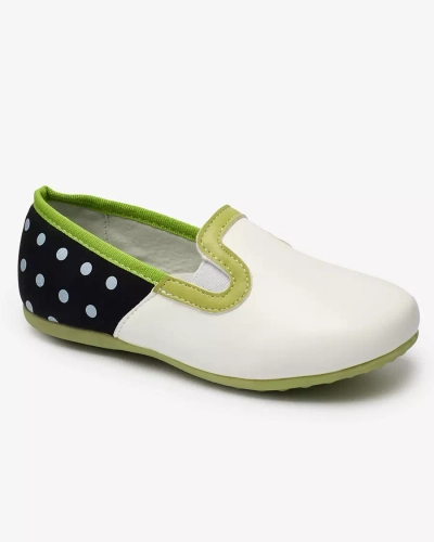 Pantofi de damă de culoare albă din piele ecologică cu imprimeu de mazăre pentru fete Rellme- Footwear