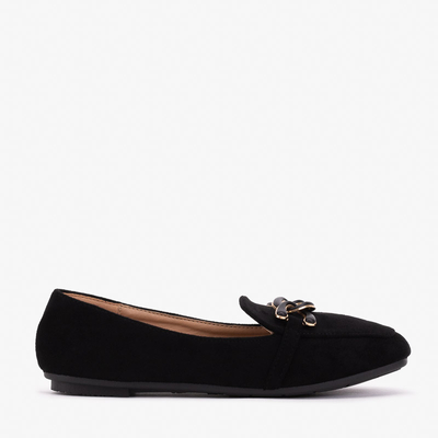 Mocasini negri de dama cu decor Olly - Incaltaminte