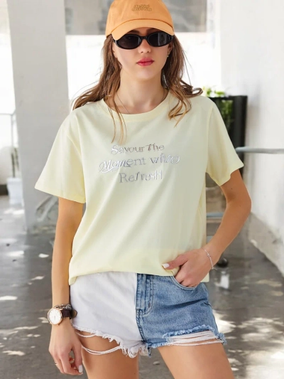 Royalfashion Tricou de bumbac pentru femei Savurați momentul cu Refresh