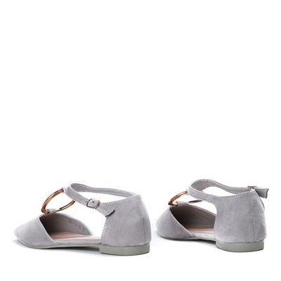 Szare baleriny ze złotą ozdobą Laurita - Obuwie