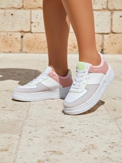 Sneakers damă Hypatia Pastello gri deschis piele eco primăvară 4cm