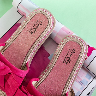 Papuci de damă fucsia cu fundă Foas - Încălțăminte