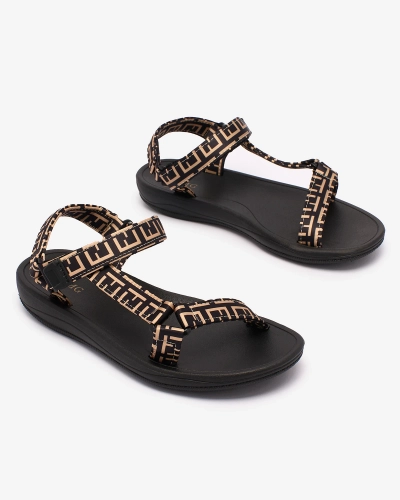 Royalfashion Sandale sport de damă negre și maro cu imprimeu Iberifa