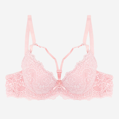 Sutien roz din dantela cu bretele - Lenjerie intima