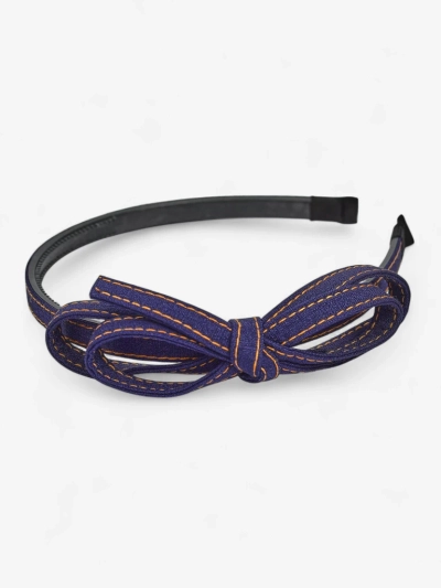 Royalfashion Bandă de păr cu fundiță, stil denim