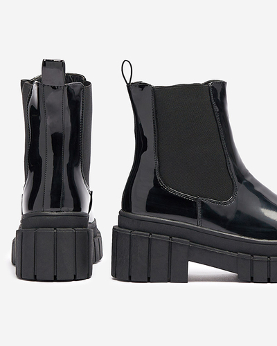 Cizme negre de damă din piele întoarsă cu talpă mai groasă Fazzati- Footwear