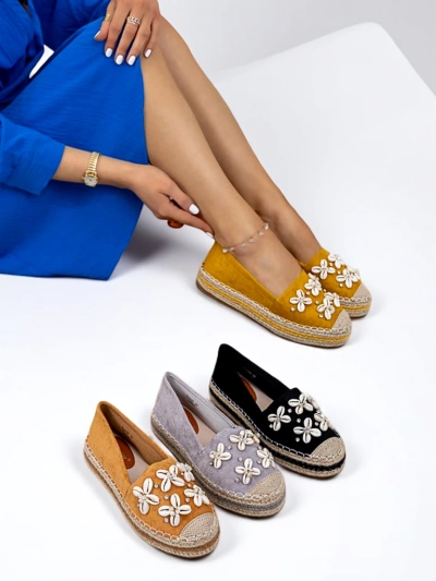 Espadrile negre pentru femei pe platformă cu decorațiuni Izira - Încălțăminte