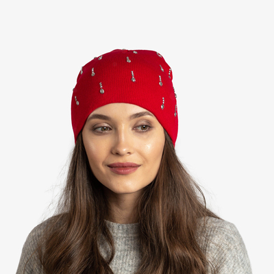 Șapcă roșie de damă cu zirconiu cubic - Accesorii