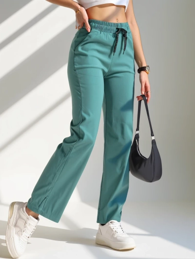 Pantaloni largi pentru femei Royalfashion din material din bumbac