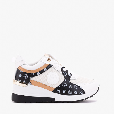 Pantofi sport de damă alb-negru pe pană Anubi - Încălțăminte