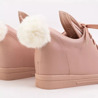 OUTLET Tenisi sport de dama roz cu pana cu pompon Estii - Incaltaminte