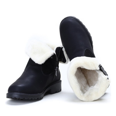 Czarne botki ocieplane Mameka- Obuwie