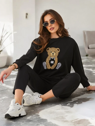 Royalfashion Set de viscoză pentru femei cu un urs