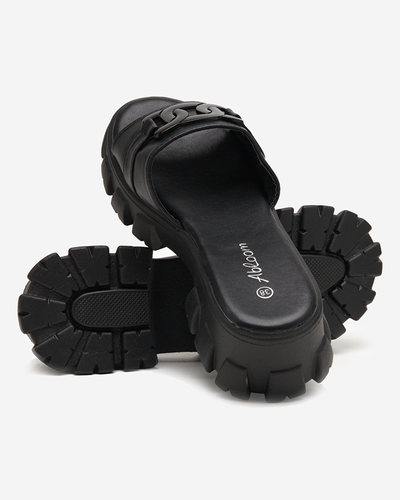 Papuci de dama negri pe talpa mai groasa. Inza - Incaltaminte