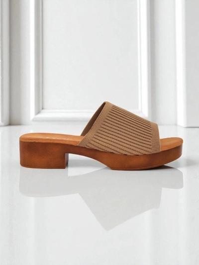 Royalfashion Damskie klapki na niskim obcasie Ribbed Grace