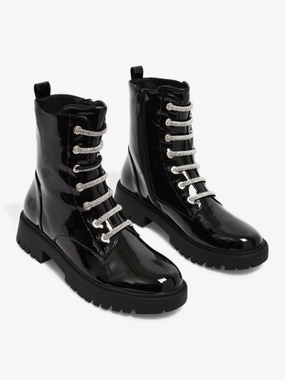 Botine de damă lăcuite cu șireturi Velmini