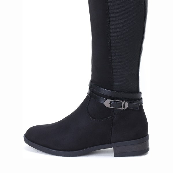 Czarne kozaki ze sprzączką Ida- Obuwie