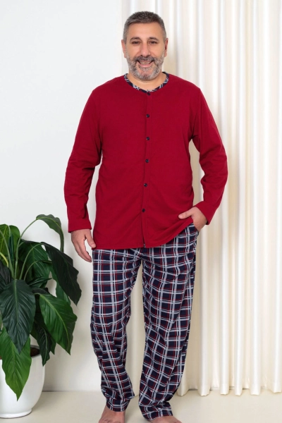 Royalfashion Pijamale Bărbați Din Bumbac Caro cu Mărime MARE