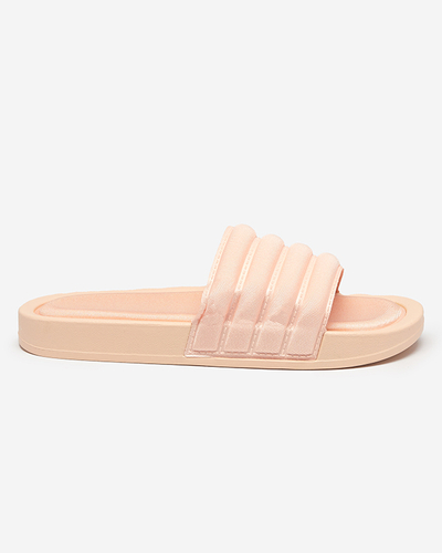 Papuci de damă cu dungi de culoare pudra Lenira - Încălțăminte