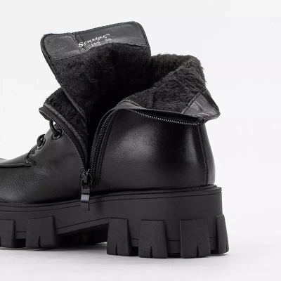 OUTLET Genti dama negre cu toc plat Sinila - Incaltaminte