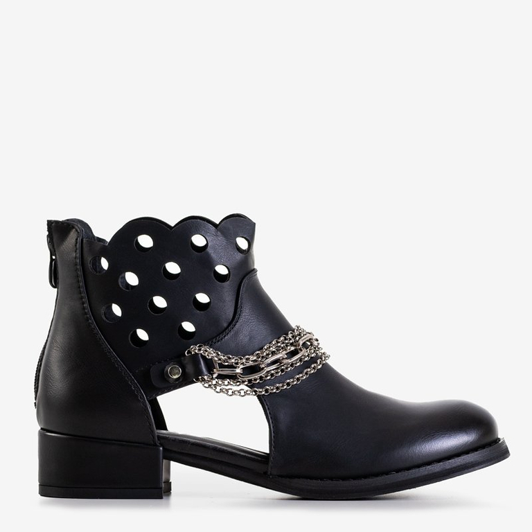 Ghete negre cu decupaje și lanțuri argintii Tierra - Încălțăminte