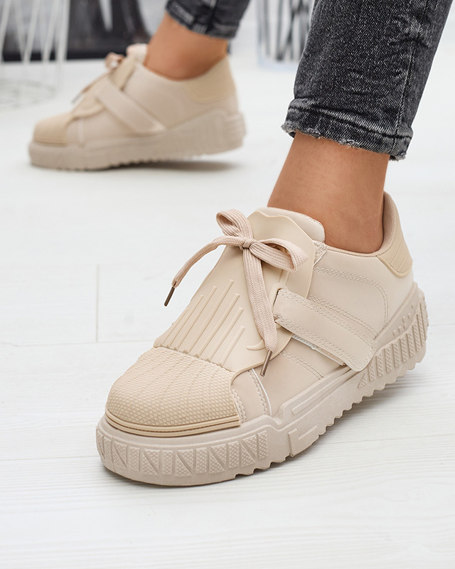 Pantofi sport de damă bej cu inserții de cauciuc Inika - Încălțăminte