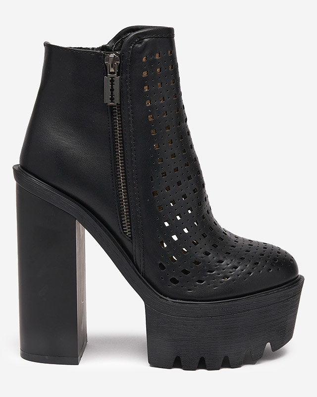 OUTLET Cizme negre de damă ajurate pe stâlpul Elangel-Footwear