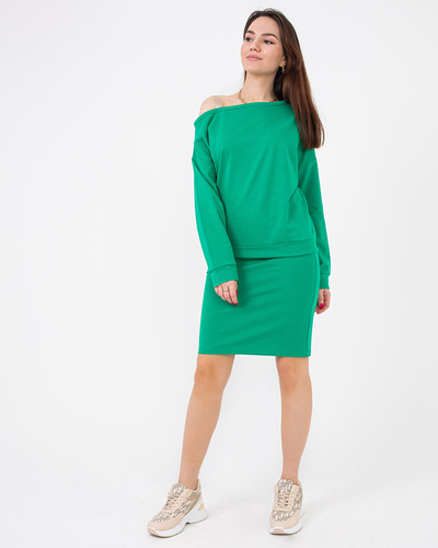 Set bluză și fustă verde de damă- Îmbrăcăminte
