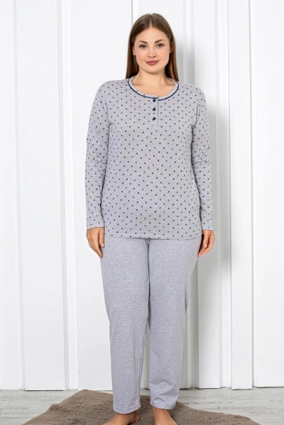 Royalfashion Set de pijamale din bumbac pentru femei, 2 piese, cu inimioare, MARIME MARE
