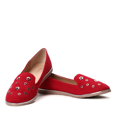 Czerwone mokasyny z przelotkami Dana- Obuwie