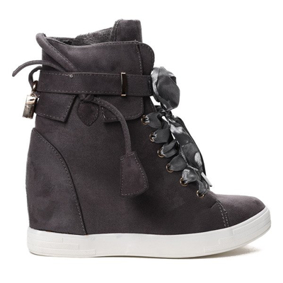 Szare sneakersy z futerkiem Karlee- Obuwie