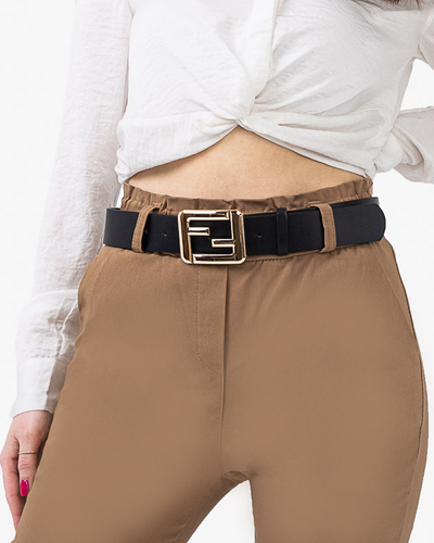 Cureaua neagra de dama cu catarama aurie - Accesorii