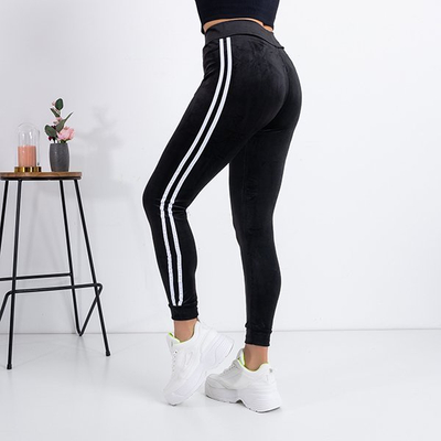 Pantaloni de trening negri cu dungi PLUS SIZE - Îmbrăcăminte