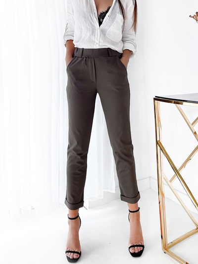 Royalfashion Pantaloni teggings kaki pentru femei