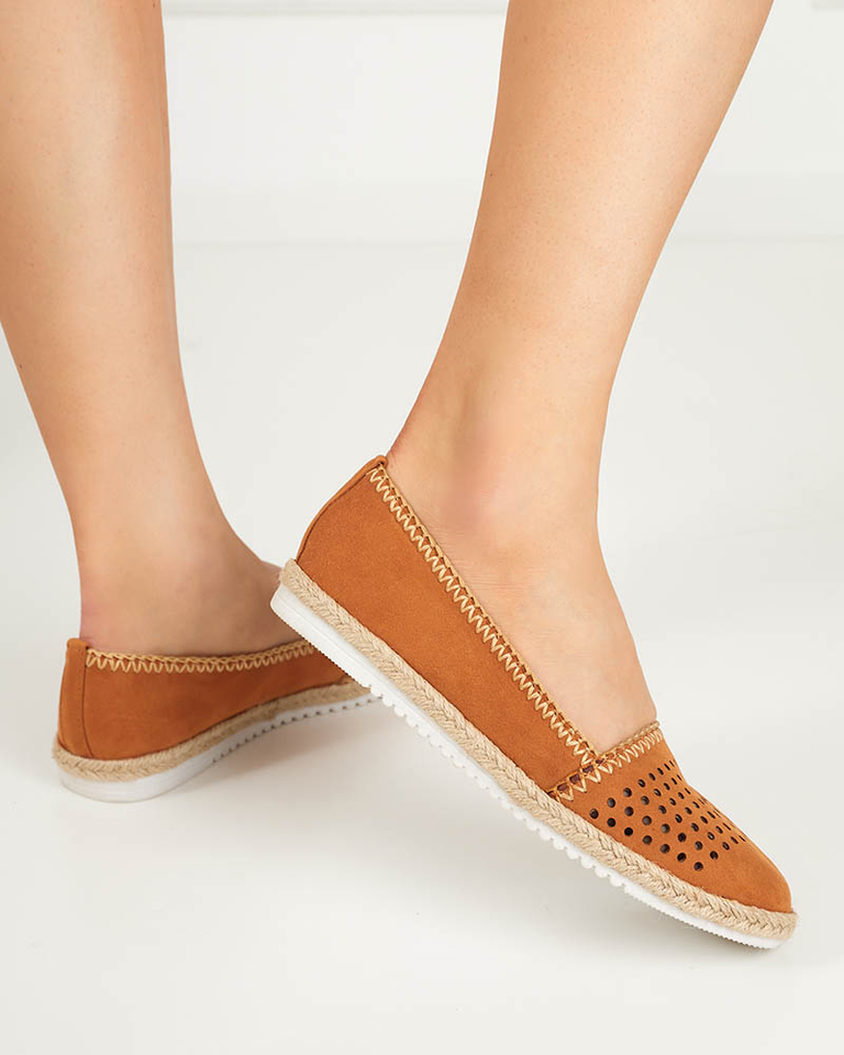 OUTLET Espadrile slip on dama ajurata in camel Terila - Incaltaminte