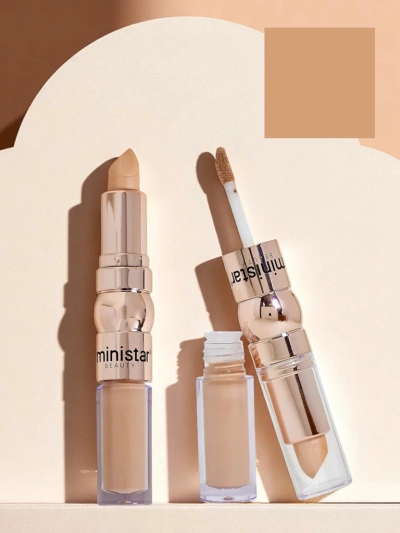 Baton iluminator și anticearcăn lichid pentru față 2-în-1 Golden Beige