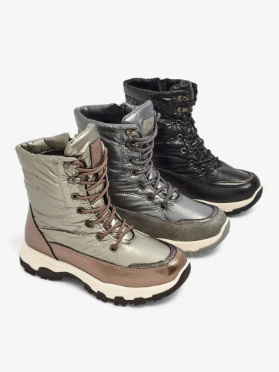 Botine Dama Aurora Argintii Ecologice Casual de Iarna